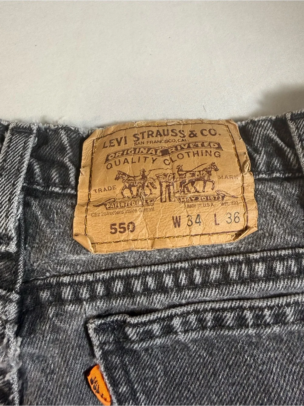 VTG Levi’s 550 Orange Tab‎ USA Faded Black Jeans 34x36 fit 32x34 Grunge